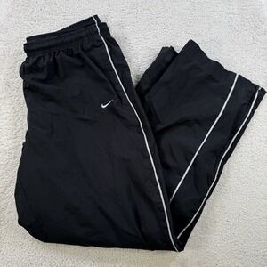 Nike Windbreaker Pants Men XL Black Y2K Lined Drawstring Pocket Zip Ankle Gym